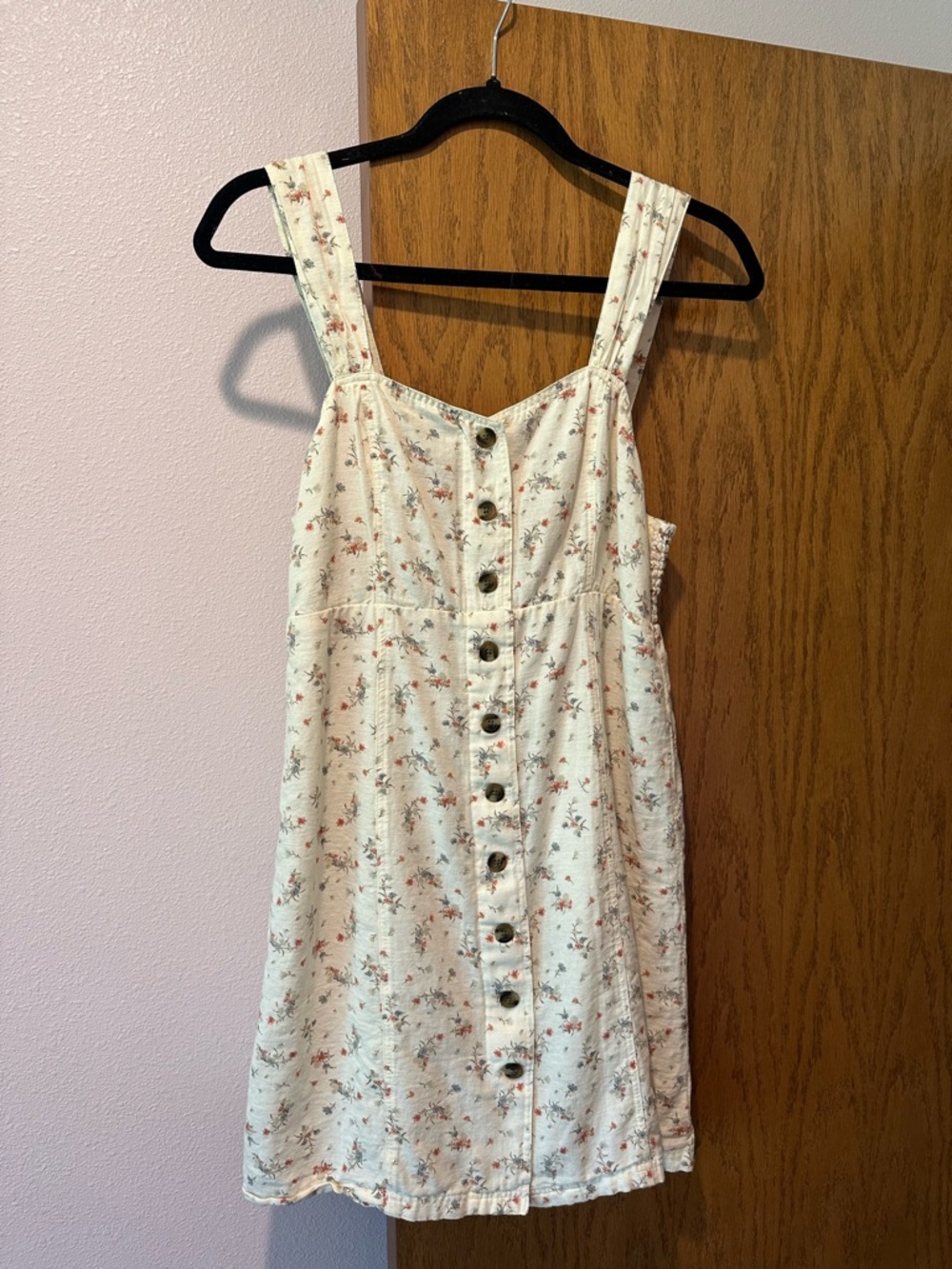 American Eagle Outfitters Cream Floral Button Sundress